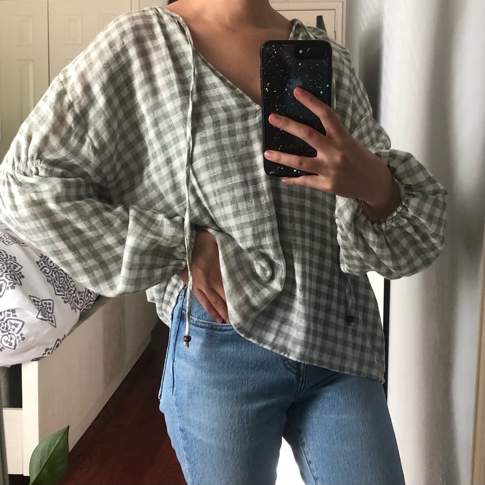 Mint Green Gingham Zara Top